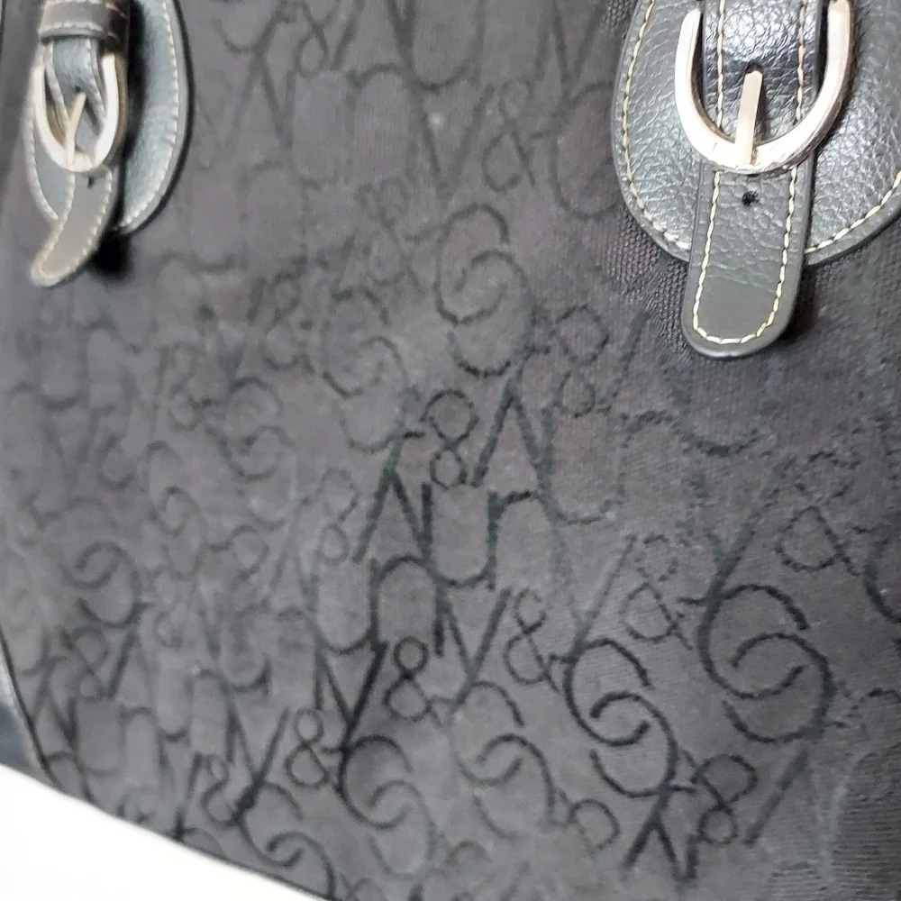 New York & Company Black NY Logo Tote Bag Purse Classic Chic Roomy